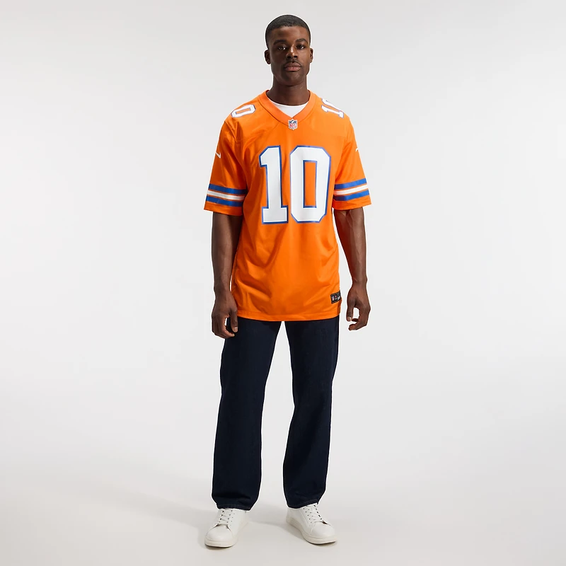 Men's Nike Bo Nix Orange Denver Broncos Mile High Collection 1977 Throwback Player Game Jersey