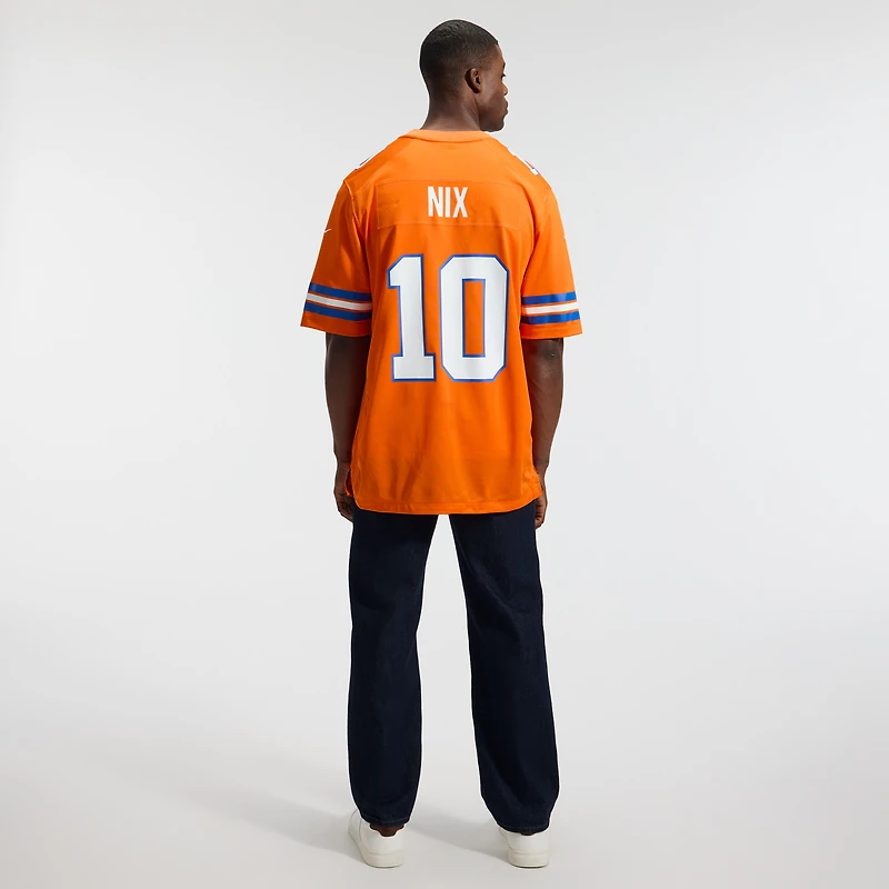 Men's Nike Bo Nix Orange Denver Broncos Mile High Collection 1977 Throwback Player Game Jersey