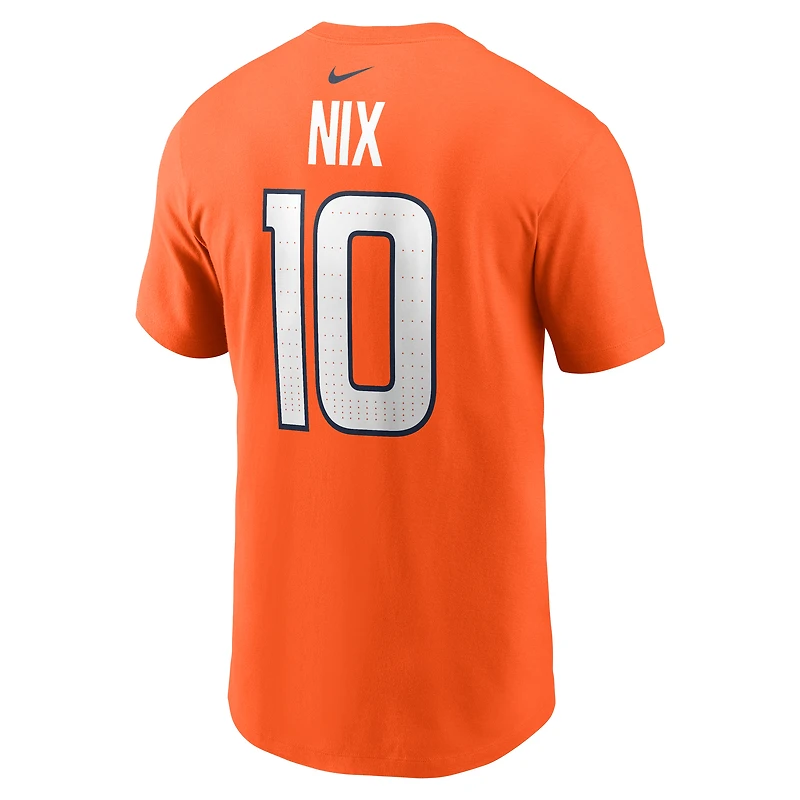 T-shirt Nike Bo Nix Orange Denver Broncos avec nom et numéro pour homme