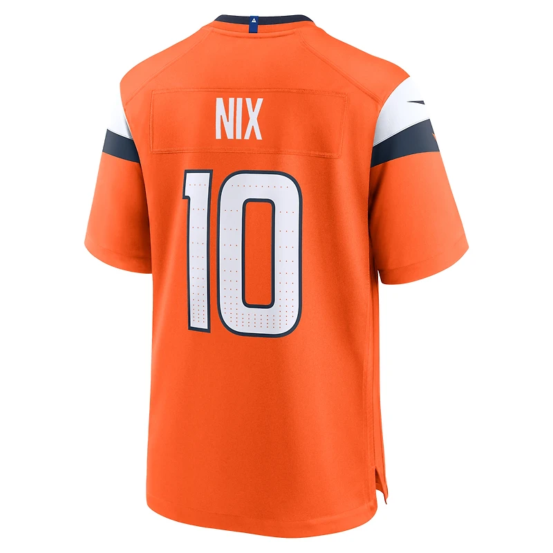 Maillot de match Nike Bo Nix orange Denver Broncos pour homme