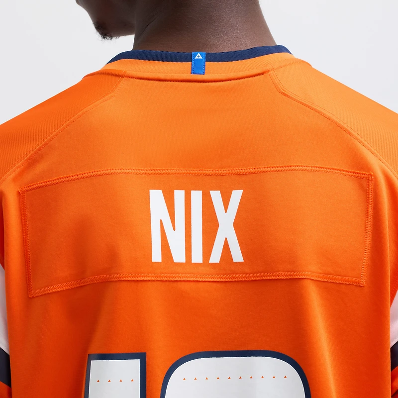 Maillot de match Nike Bo Nix orange Denver Broncos pour homme