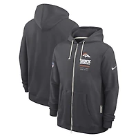 Sweat à capuche zippé Nike Denver Broncos Sideline Standard Issue Dri-FIT couleur anthracite pour homme