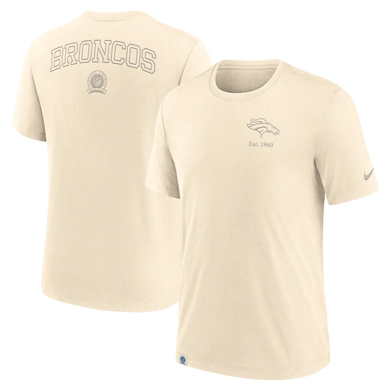 T-shirt Nike crème Denver Broncos Glory Tri-Blend pour homme
