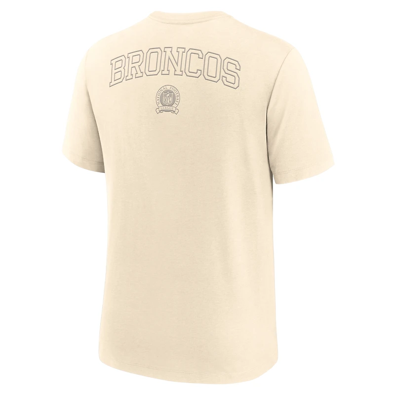 T-shirt Nike crème Denver Broncos Glory Tri-Blend pour homme