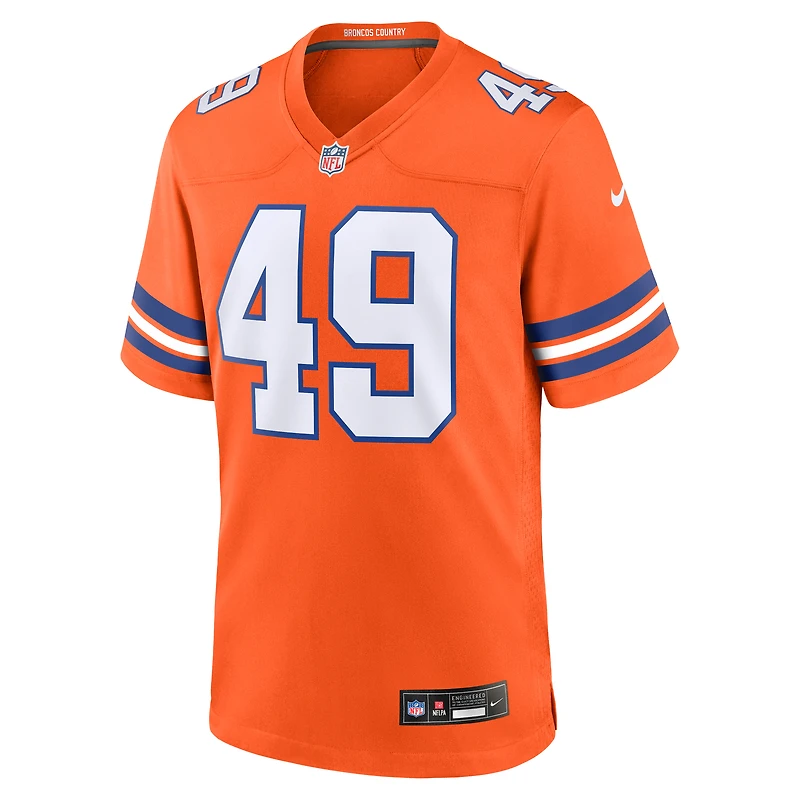 Maillot Nike Dennis Smith orange pour homme, joueur retraité des Denver Broncos, match alternatif