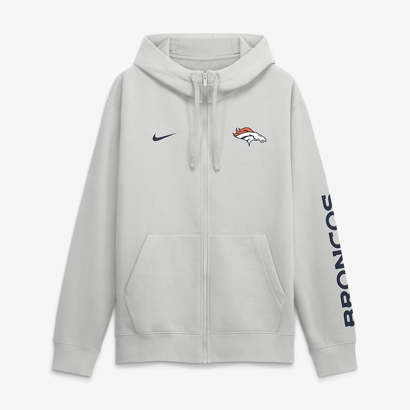 Sweat à capuche zippé Nike Cool Down Club gris Denver Broncos pour homme