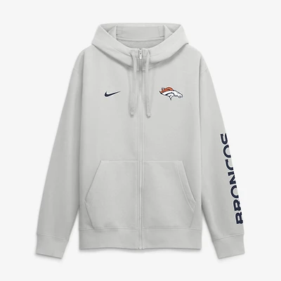 Men's Nike  Gray Denver Broncos Cool Down Club Full-Zip Hoodie