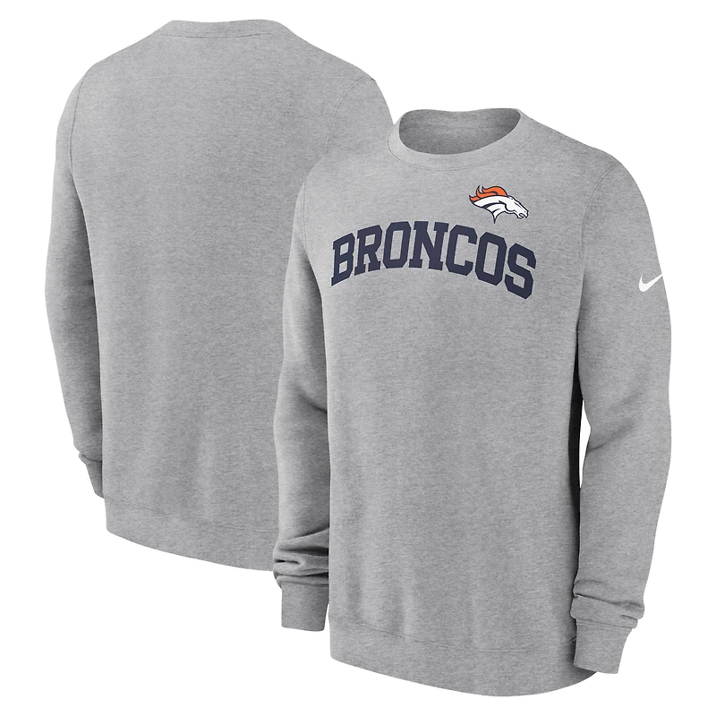 Sweat-shirt Nike Denver Broncos Club pour homme, gris chiné