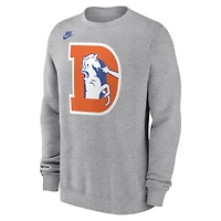 Men's Nike Heather Gray Denver Broncos D Horse Logo Club Sweatshirt