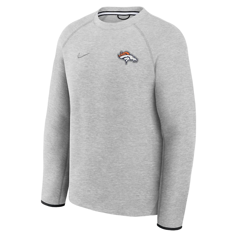 Men's Nike Heather Gray Denver Broncos Tech Fleece Raglan Sweatshirt