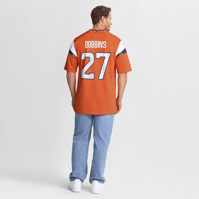 Maillot Nike J.K. Dobbins orange des Denver Broncos pour homme