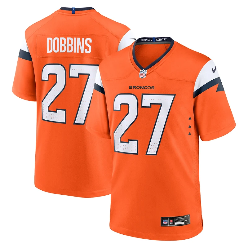 Maillot Nike J.K. Dobbins orange des Denver Broncos pour homme