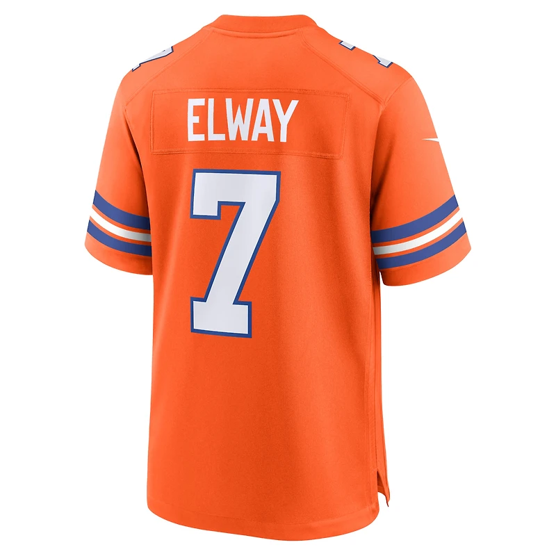 Maillot de match joueur retraité Nike John Elway Orange Denver Broncos Mile High Collection 1977 pour homme