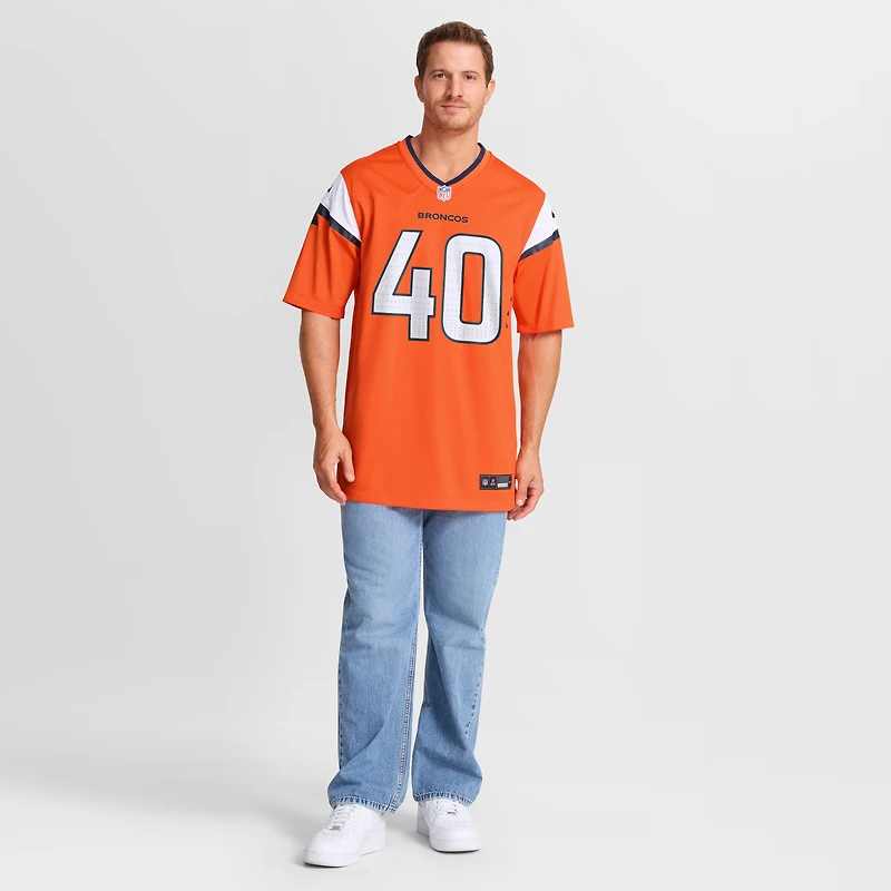 Men's Nike Justin Strnad  Orange Denver Broncos Team Game Jersey