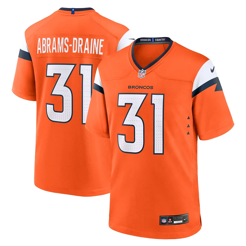 Men's Nike Kris Abrams-Draine Orange Denver Broncos Team Game Jersey