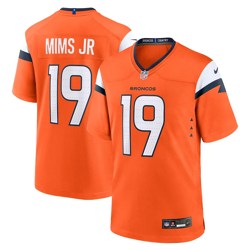 Maillot de match d'équipe Nike Marvin Mims Jr Orange Denver Broncos pour homme