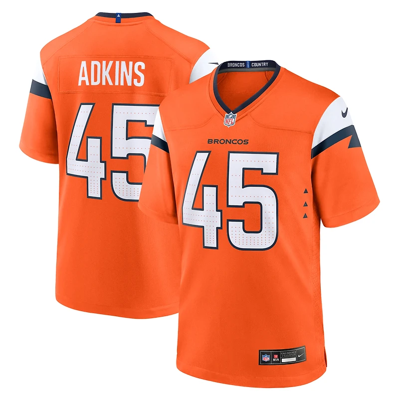 Maillot de match Nike Nate Adkins Orange Denver Broncos pour homme