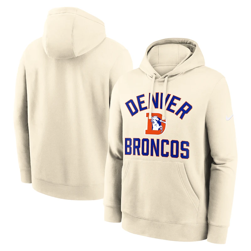 Sweat à capuche Nike Denver Broncos Club pour homme, couleur naturelle