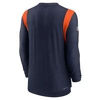 T-shirt à manches longues pour homme Nike Denver Broncos Sideline Performance - Bleu marine/orange