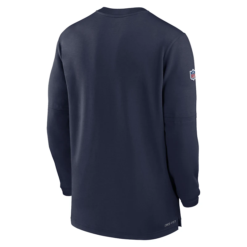 Haut Nike bleu marine Denver Broncos 2023 Sideline Performance à manches longues et quart de zip pour homme