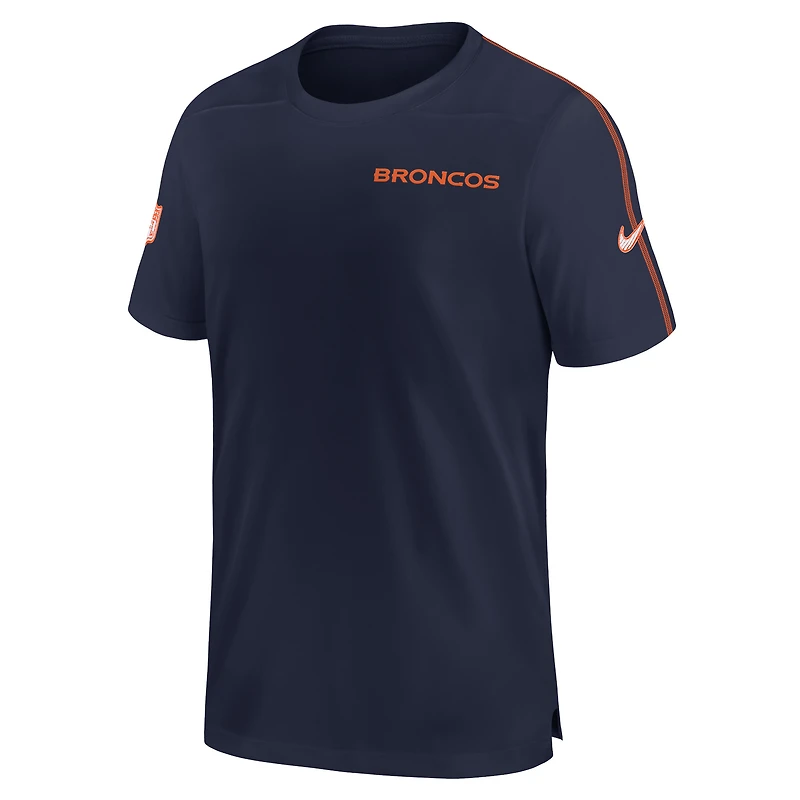 T-shirt Nike bleu marine Denver Broncos 2024 Sideline Coach UV Performance pour homme