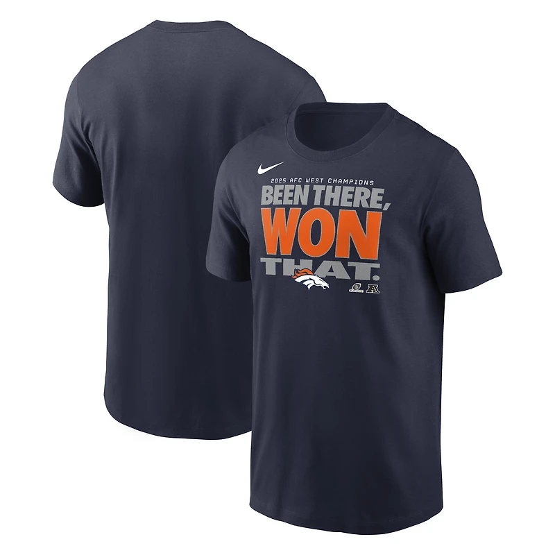 Men's Nike Navy Denver Broncos 2025 AFC West Division Champions Locker Room Trophy Collection T-Shirt