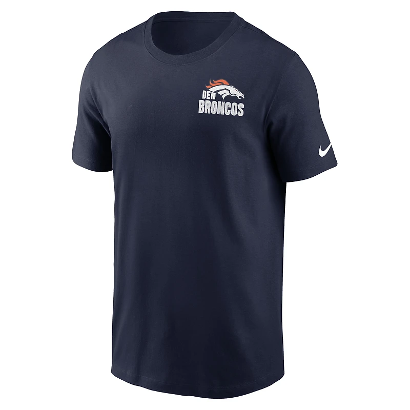 T-shirt essentiel Blitz Denver Broncos Nike pour homme, bleu marine