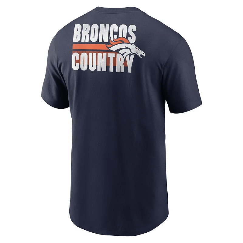 T-shirt essentiel Blitz Denver Broncos Nike pour homme, bleu marine