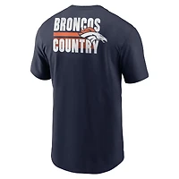 T-shirt essentiel Blitz Denver Broncos Nike pour homme, bleu marine