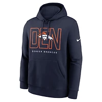 Sweat à capuche en molleton Nike Busted Play Club bleu marine des Denver Broncos pour homme