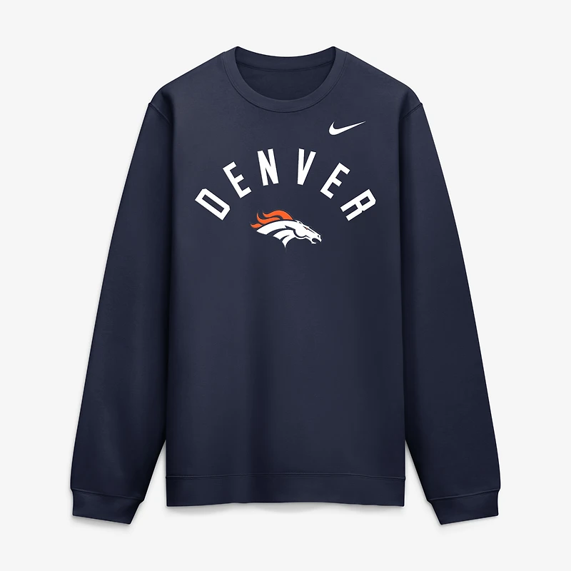 Sweat-shirt polaire Nike Denver Broncos Defensive Leader Club bleu marine pour homme