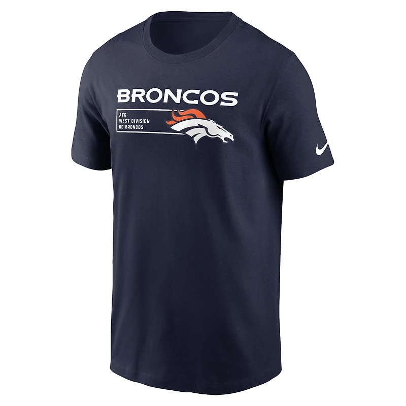 T-shirt essentiel Nike Denver Broncos Division pour homme - Bleu marine