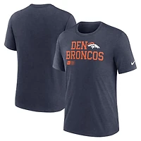 T-shirt tri-mélange Nike bleu marine Denver Broncos Overlap Lockup pour homme