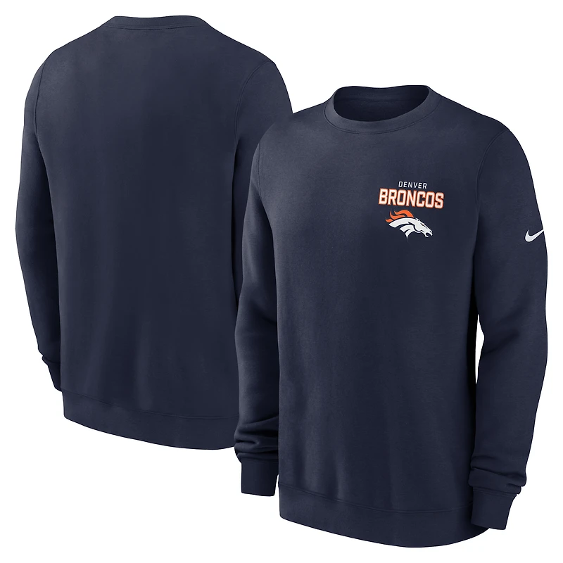 Sweat-shirt en molleton Nike bleu marine Denver Broncos Primetime Club pour homme