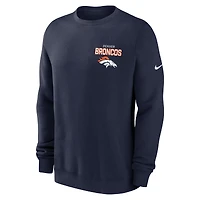 Men's Nike Navy Denver Broncos Primetime Club Fleece Pullover Sweatshirt