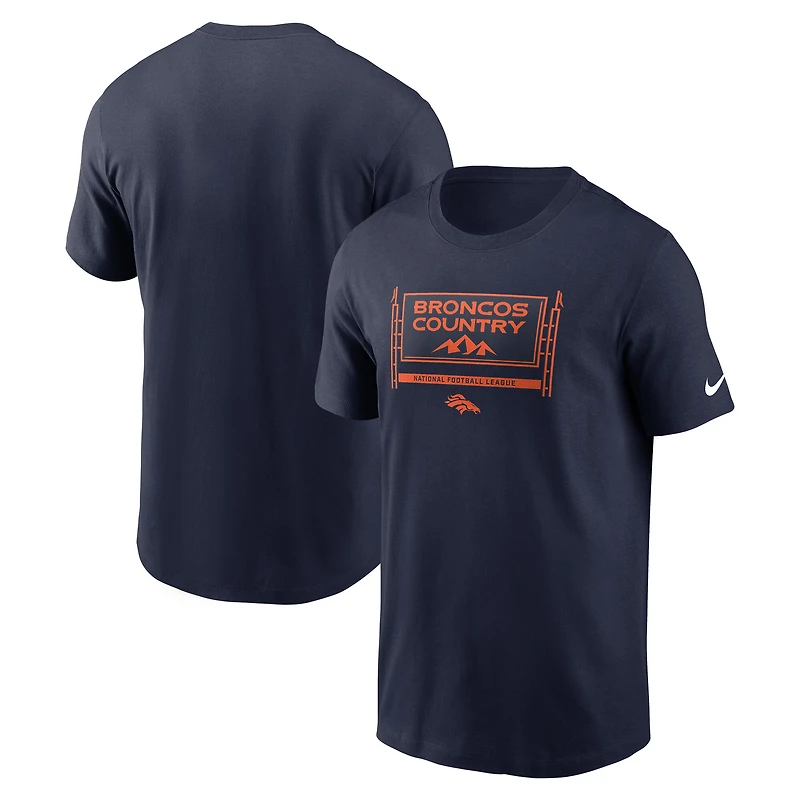 T-shirt Nike bleu marine Denver Broncos Primetime Local Essential pour homme