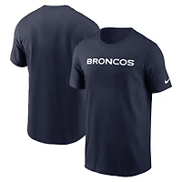 T-shirt essentiel Nike bleu marine Denver Broncos Primetime Wordmark pour hommes