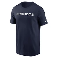 T-shirt essentiel Nike bleu marine Denver Broncos Primetime Wordmark pour hommes