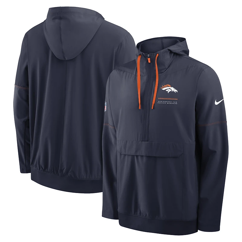 Veste anorak à demi-zip et capuche Nike Denver Broncos bleu marine pour homme