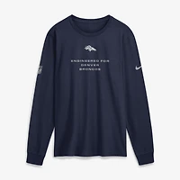 T-shirt à manches longues Nike Denver Broncos Sideline Bold Arch Star Dri-FIT pour homme, bleu marine