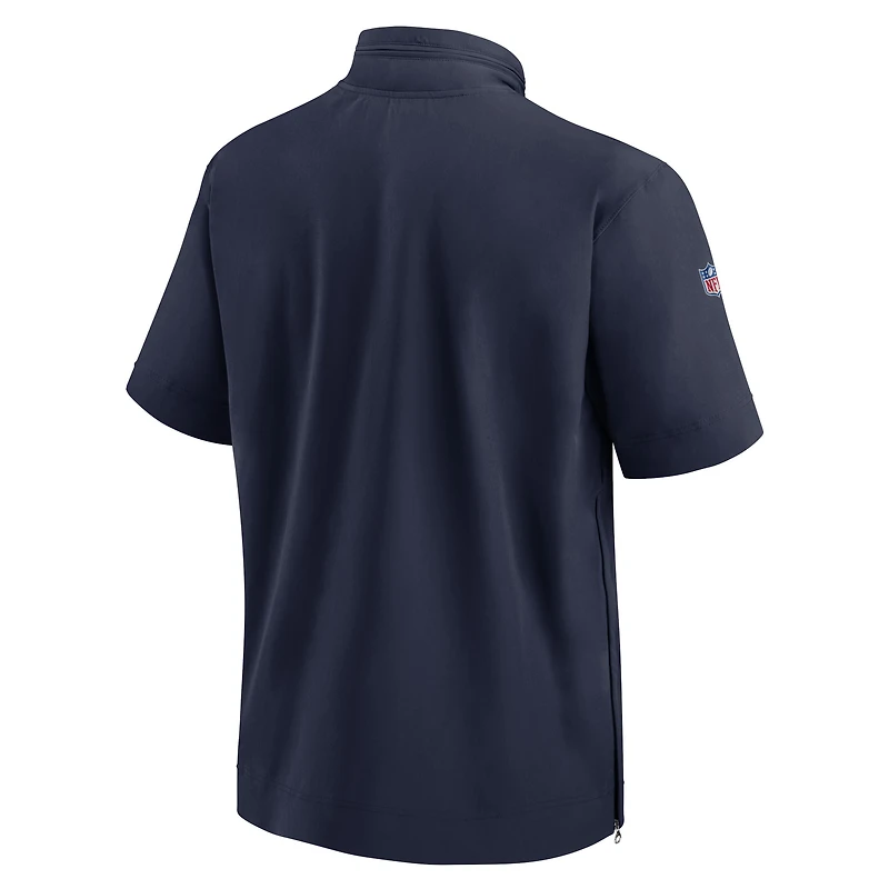 Nike Denver Broncos Sideline Coach Veste à capuche manches courtes et fermeture éclair pour homme - Bleu marine