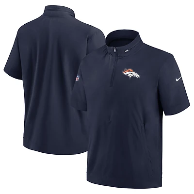 Nike Denver Broncos Sideline Coach Veste à capuche manches courtes et fermeture éclair pour homme - Bleu marine