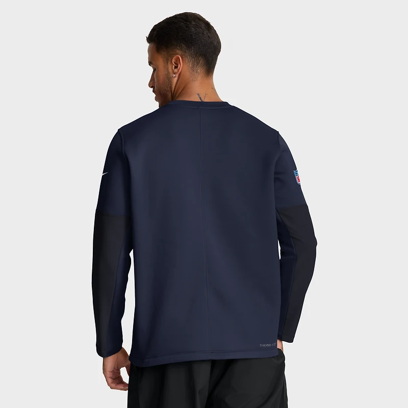 Men's Nike Navy Denver Broncos Sideline Coach Therma-FIT Long Sleeve T-Shirt