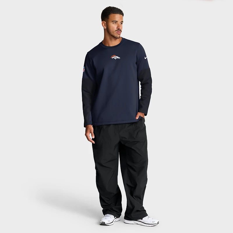 T-shirt Nike Therma-FIT à manches longues pour homme, bleu marine, Denver Broncos Sideline Coach