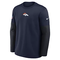 T-shirt Nike Therma-FIT à manches longues pour homme, bleu marine, Denver Broncos Sideline Coach