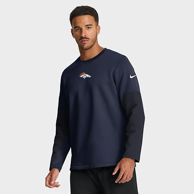 T-shirt Nike Therma-FIT à manches longues pour homme, bleu marine, Denver Broncos Sideline Coach