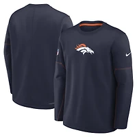 Sweat-shirt Nike Therma-FIT bleu marine pour homme, Denver Broncos, modèle Sideline Coaches.