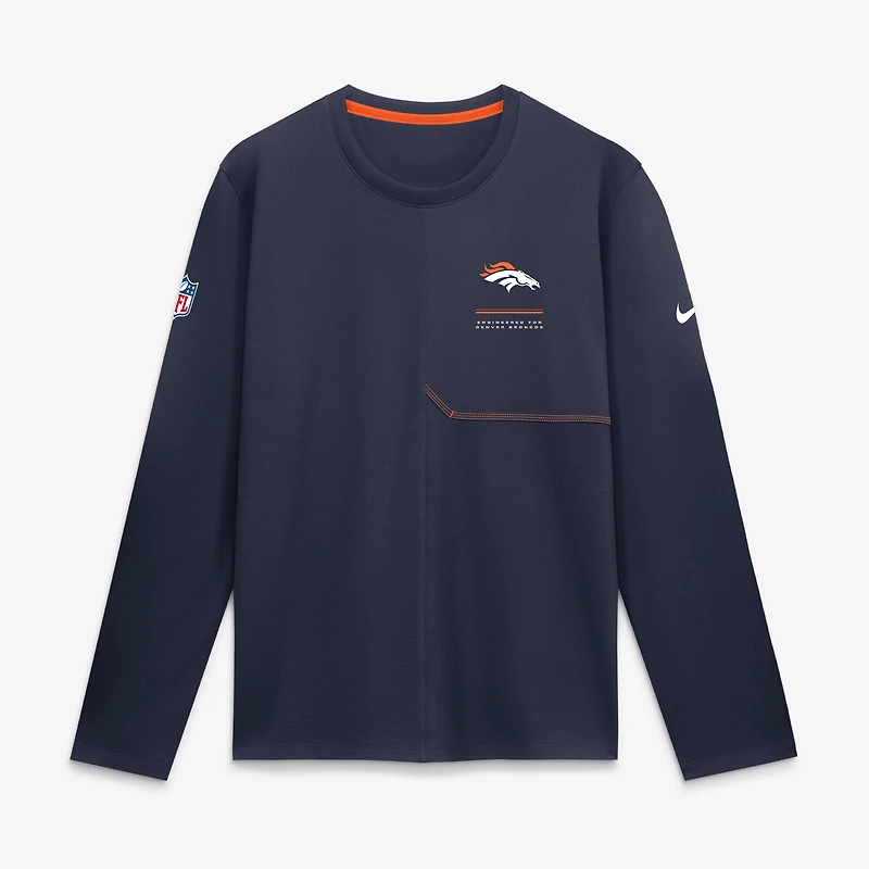 T-shirt à manches longues Nike Dri-FIT bleu marine Denver Broncos pour homme