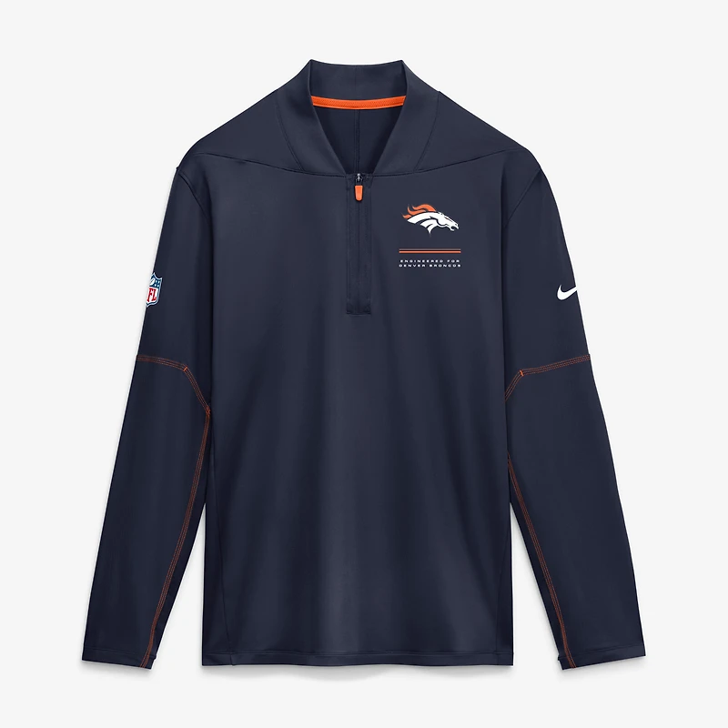 Men's Nike Navy Denver Broncos Sideline Dri-FIT Half-Zip Pullover