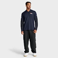 Pull Nike bleu marine Denver Broncos Sideline Dri-FIT à demi-zip pour homme